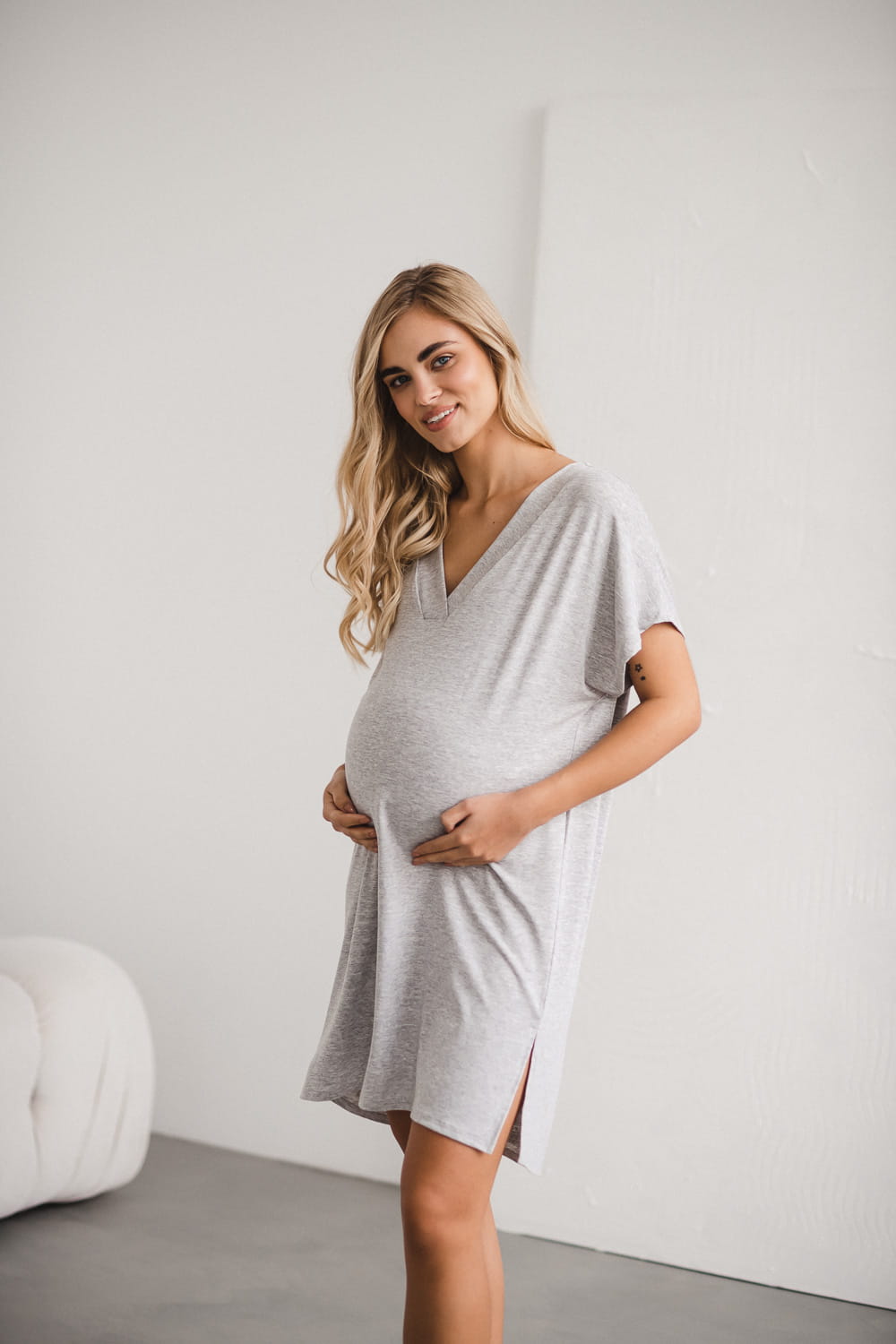 Bamboo Nachtkleid grau meliert