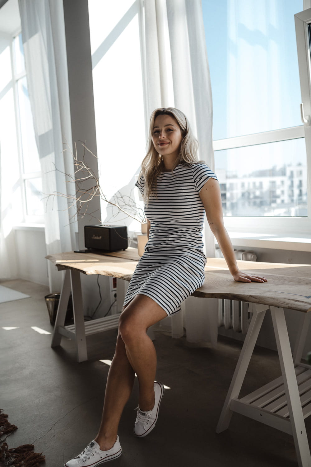 Kurzarm Milky Stillkleid maritim