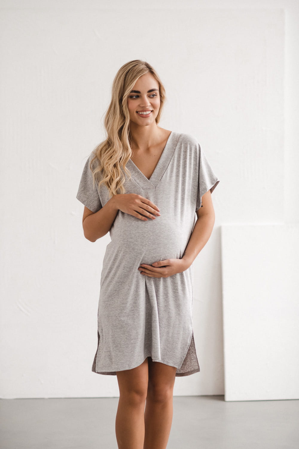 Bamboo Nachtkleid grau meliert