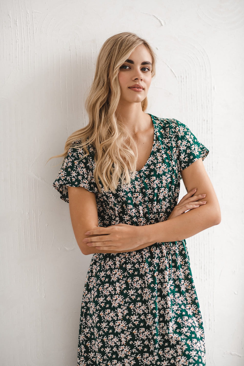 Kurzarm Schwangerschafts- und Stillkleid Daisy grün