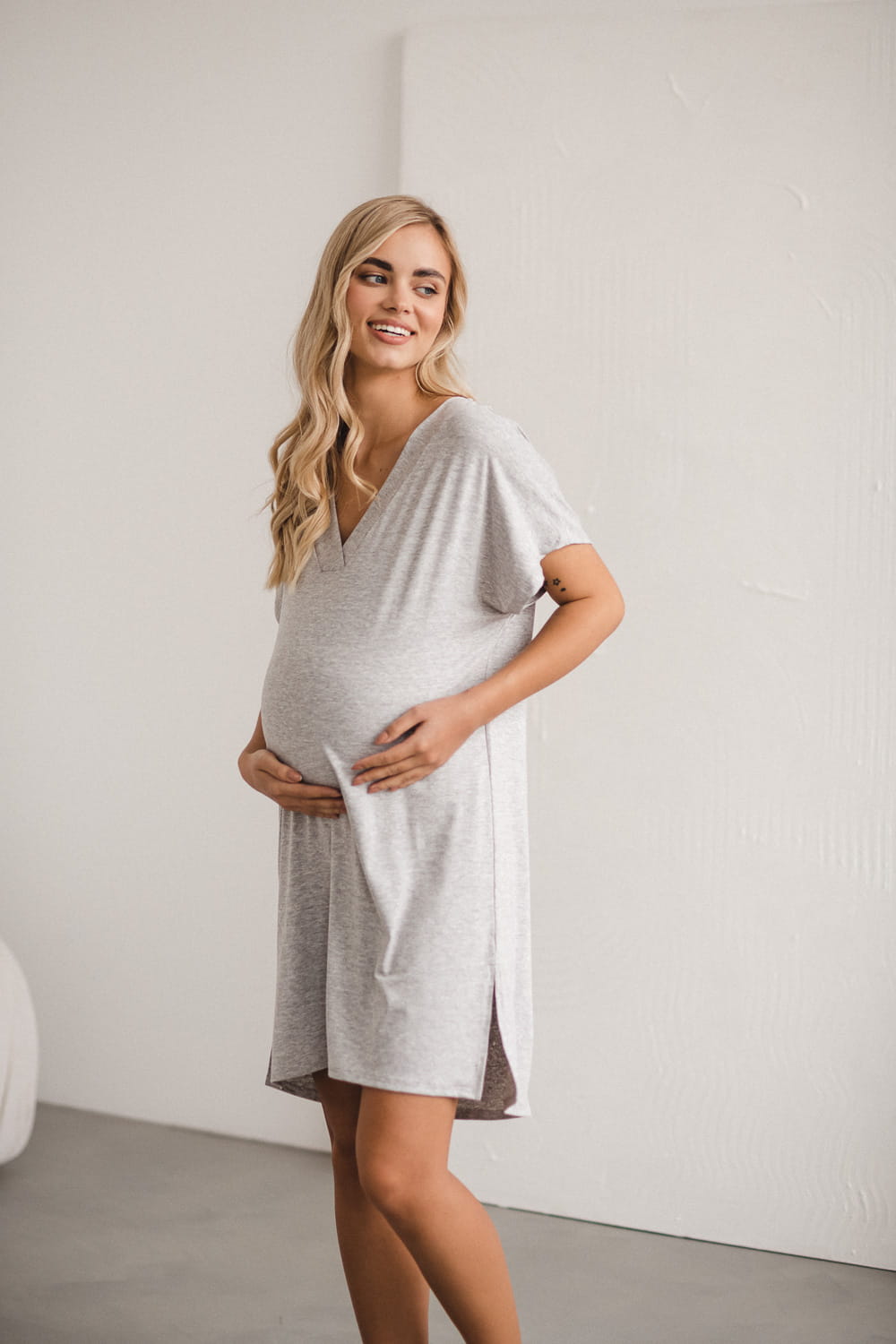 Bamboo Nachtkleid grau meliert