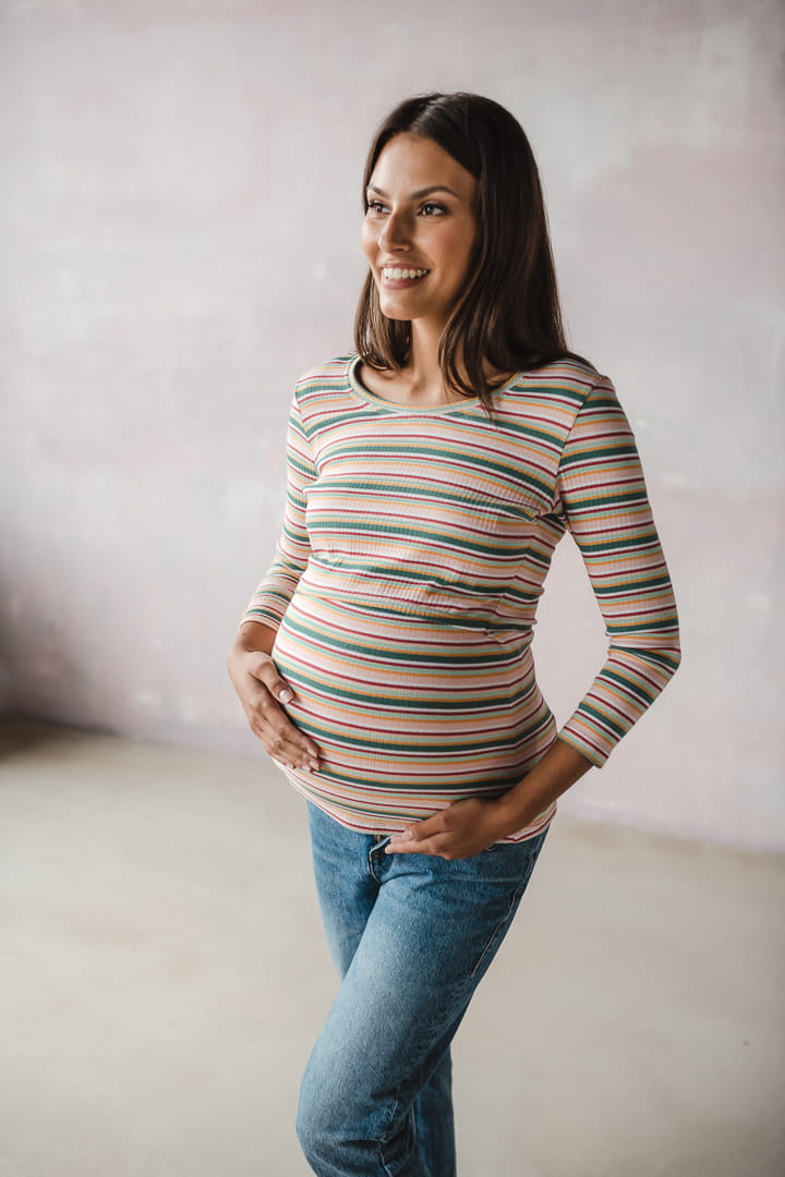 Hundhals Schwangerschafts- und Stillshirt grün gestreift