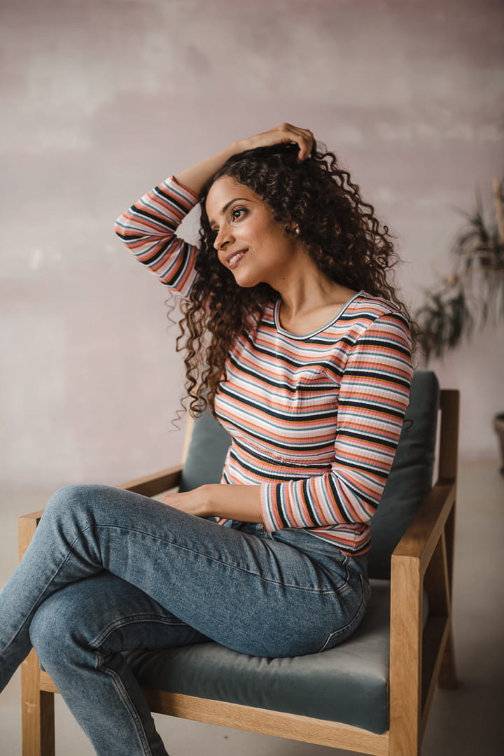 Hundhals Schwangerschafts- und Stillshirt rosa gestreift