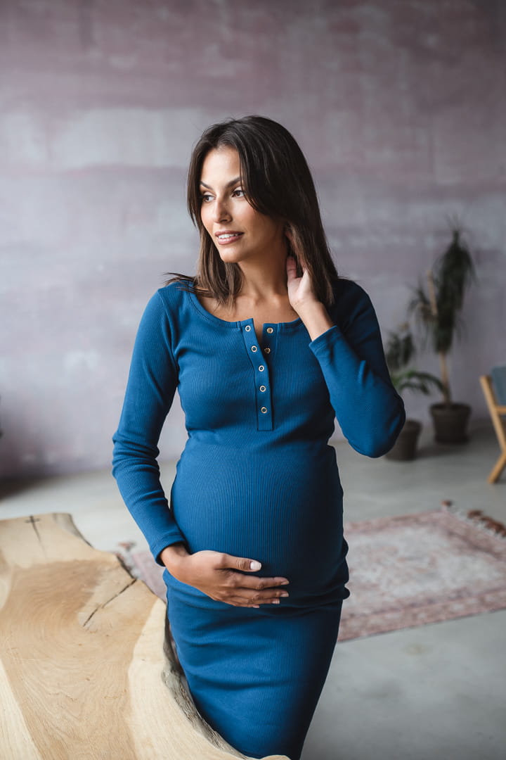 Shirtkleid für Schwangere und Stillende blau