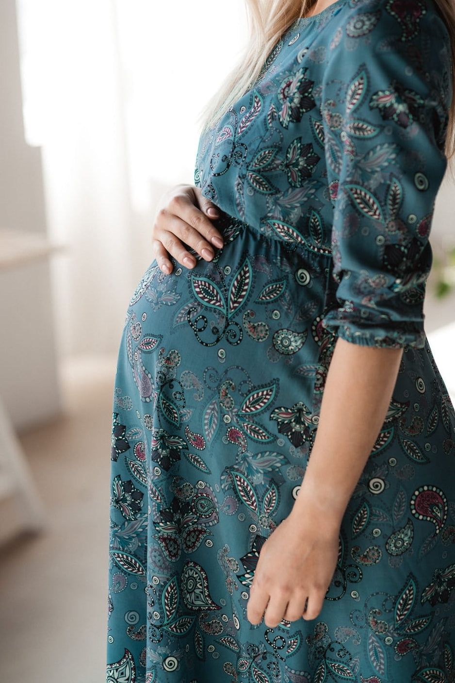 Paisley Umstands- und Stillkleid blau