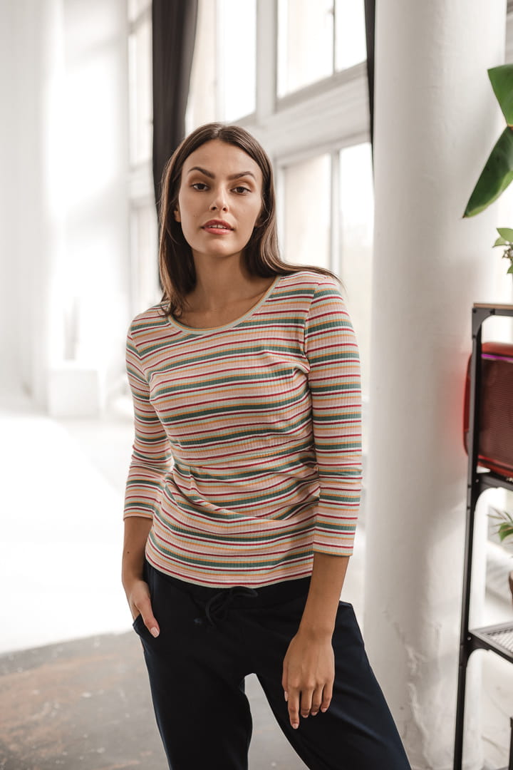 Hundhals Schwangerschafts- und Stillshirt grün gestreift