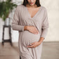 Bamboo langarm Nachtkleid beige